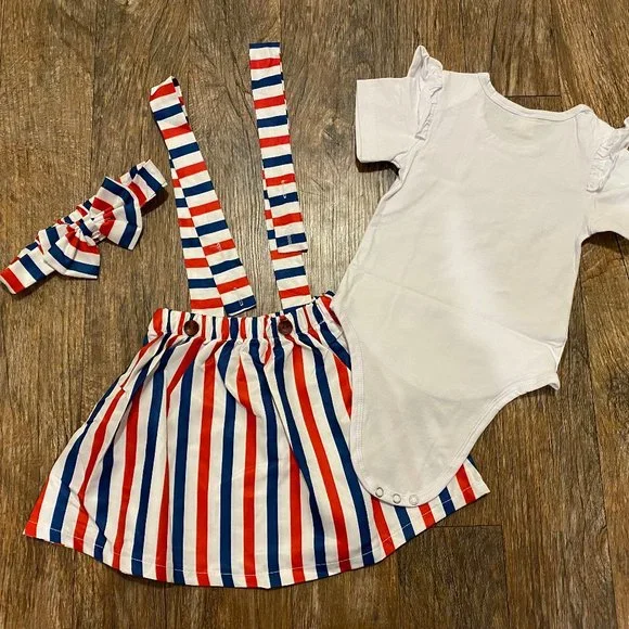 4th Of July 3 pc Outfit Girls 6-12 Months NWT - Picture 3 of 4